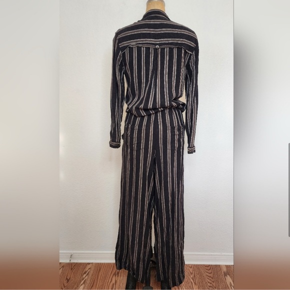 Free People Gray Brown Striped Sensual Wrapped Jumpsuit - Picture 7 of 9